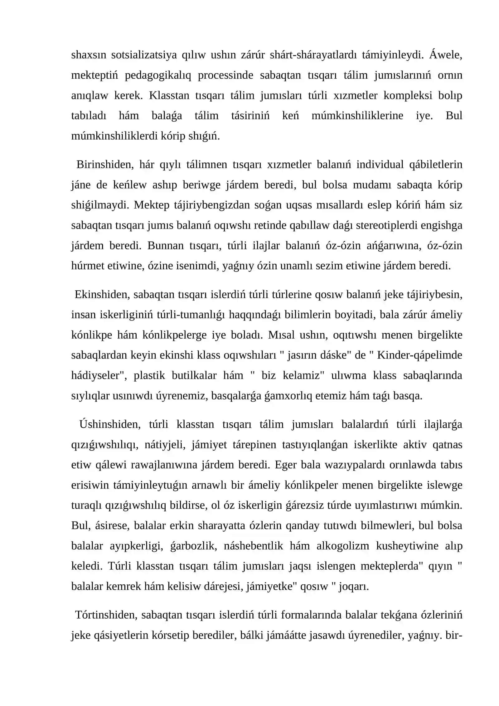 Studentlerdiń sabaqtan tısqarı tálim jumıslarınıń qásiyetleri 4