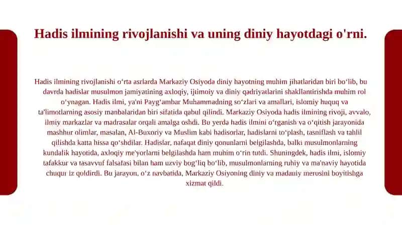 O‘rta asrlarda Markaziy Osiyoda tasavvuf falsafasi va Hadis ilmi rivoji. 4