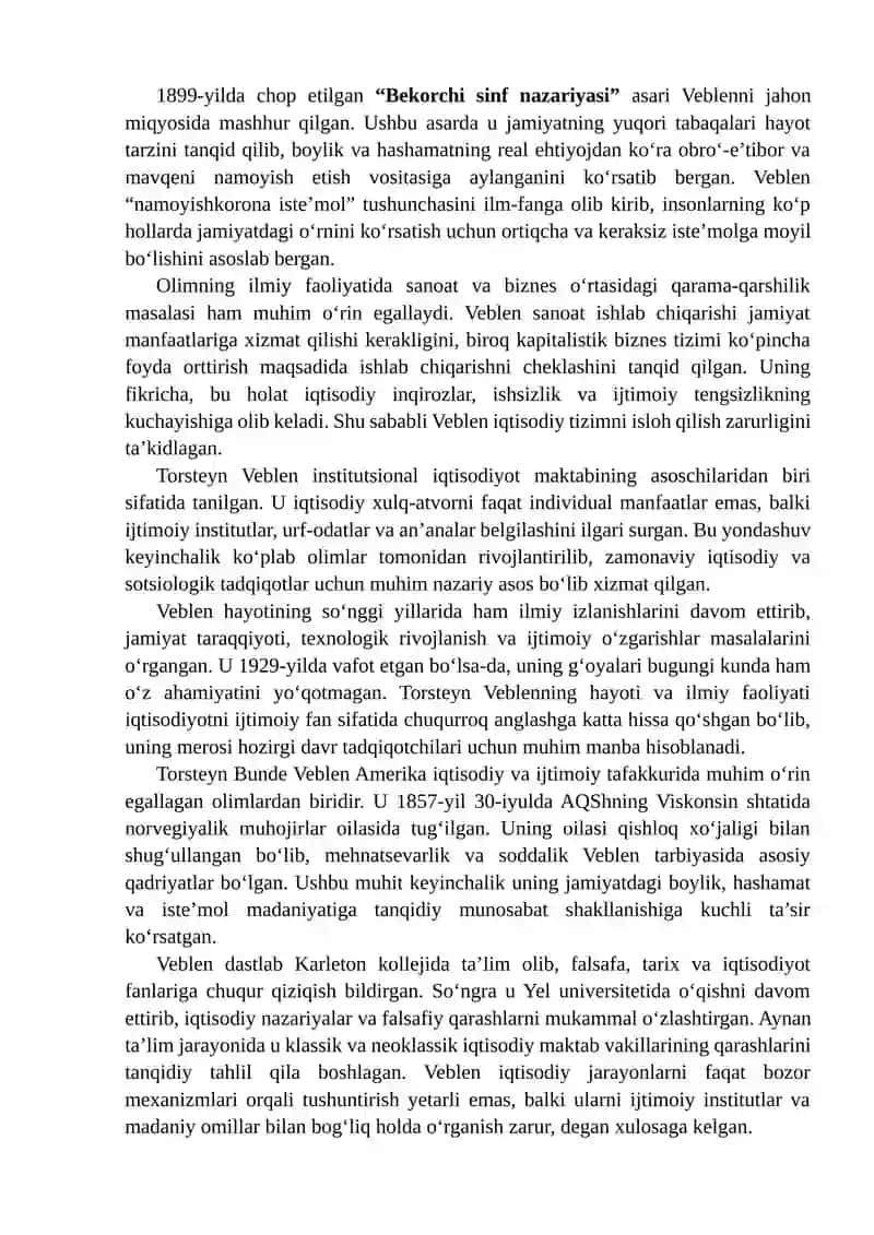 Torsteyn Veblenning konsepsiyasi 4