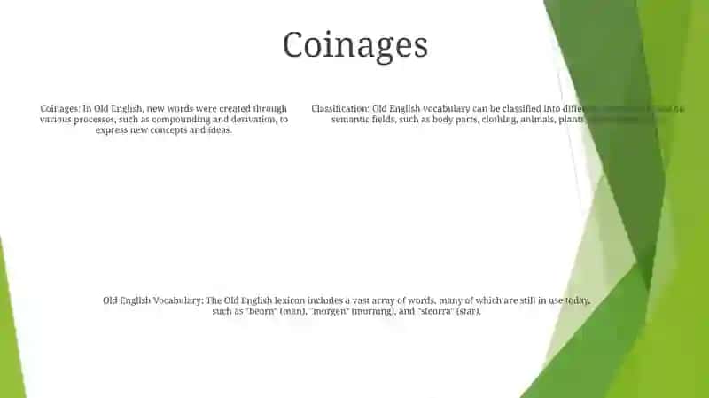 Classifacion Of Old English Vocabulary 4