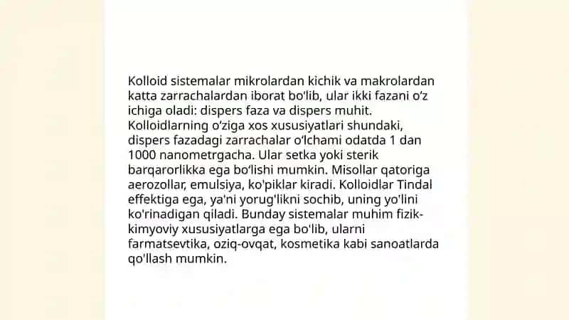 Kolloid sistemalarda strukturalarning paydo boʻlishi va ularning oʻziga xos tomonlari 4