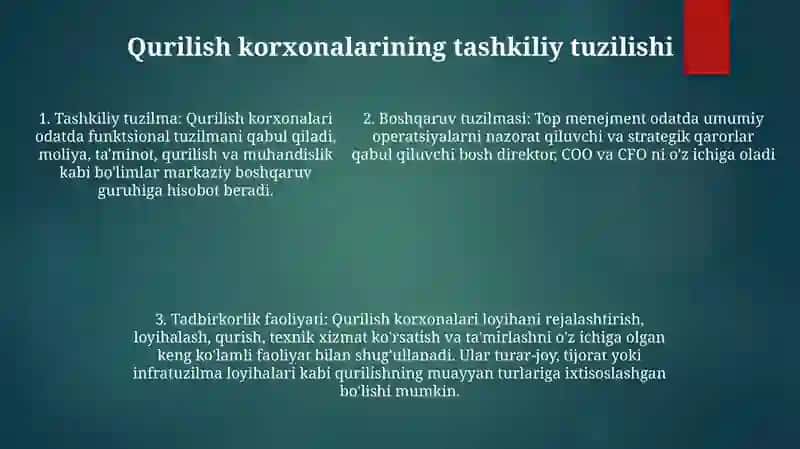 Qurilish Korxonasi Bozor Iqtisodiyotining Sub’Ekti Sifatida 4
