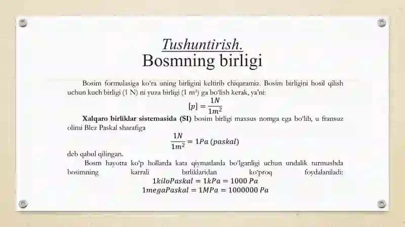 Bosim va uning birliklari 4