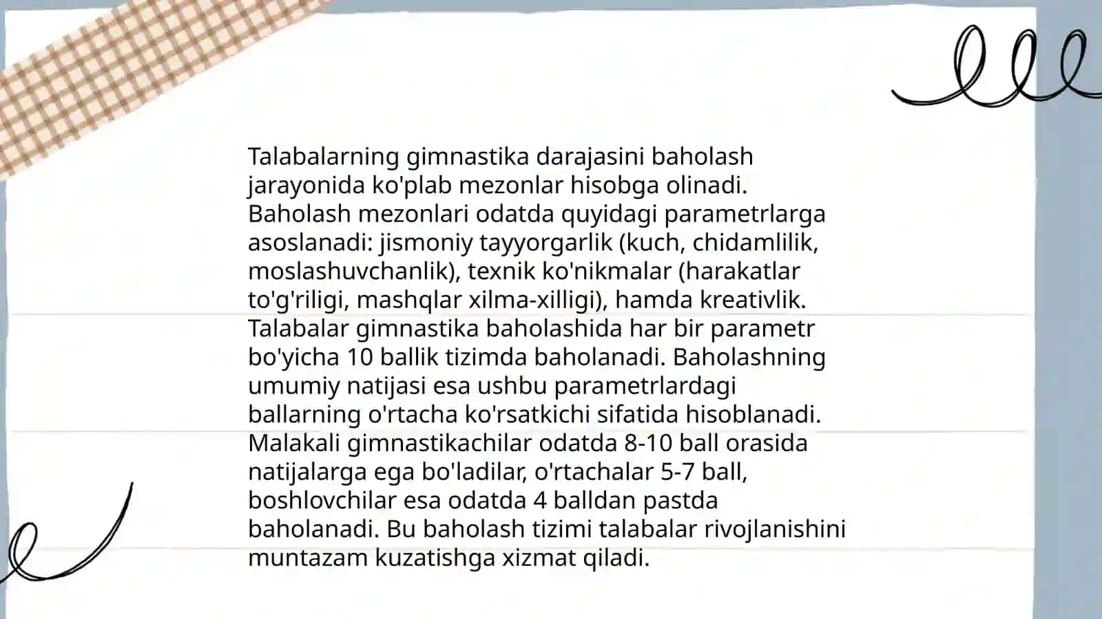 Gimnastika darslarini tashkil qilish va o’tkazish 4