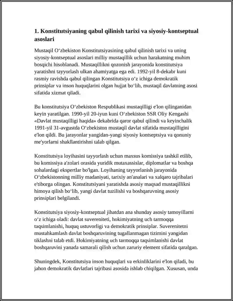 MUSTAQIL O‘ZBEKISTON KONSTITUTSIYASI VA UNING O‘ZIGA XOS JIHATLARI 4