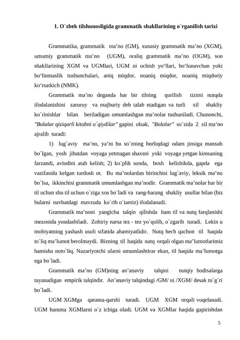 O‘zbek tilshunosligida umumiy va xususiy grammatik ma'no tavsifi 4