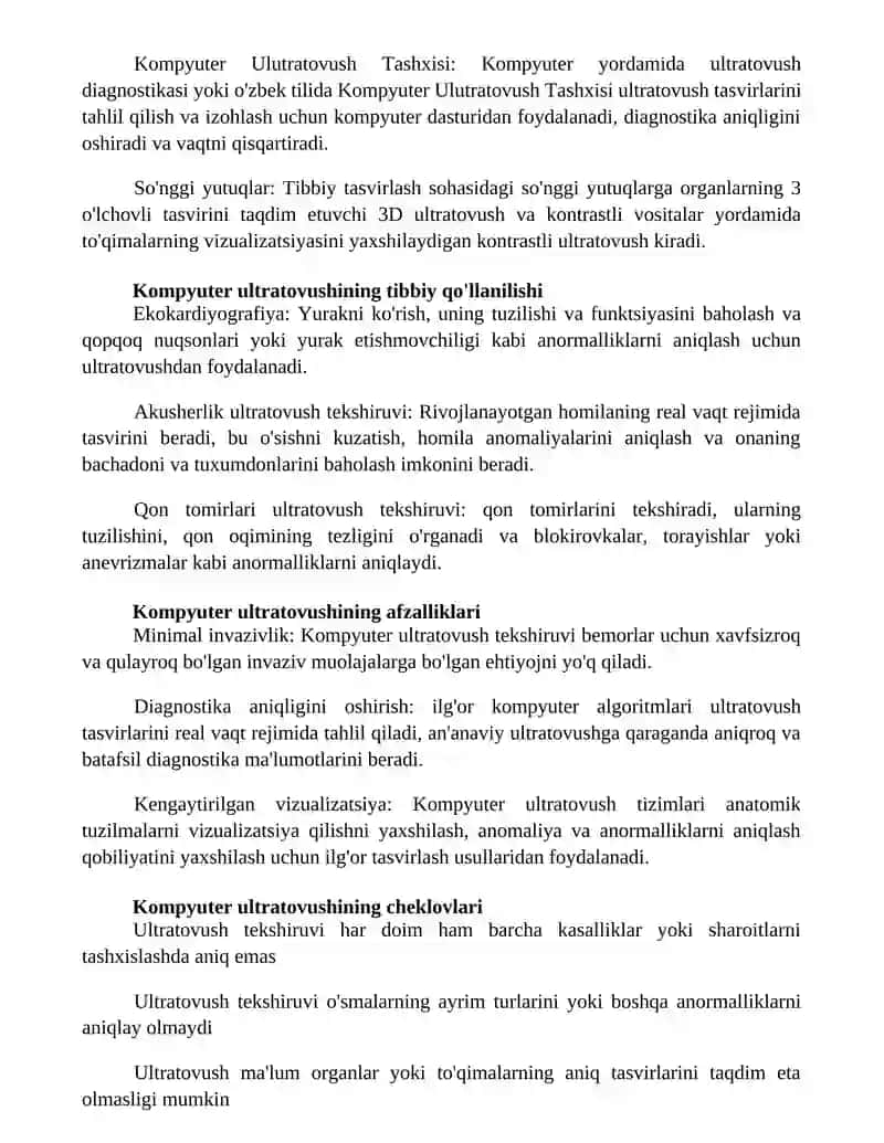Kompyuter Ulutratovush Tashxisi Tizimida Foydalanish 4