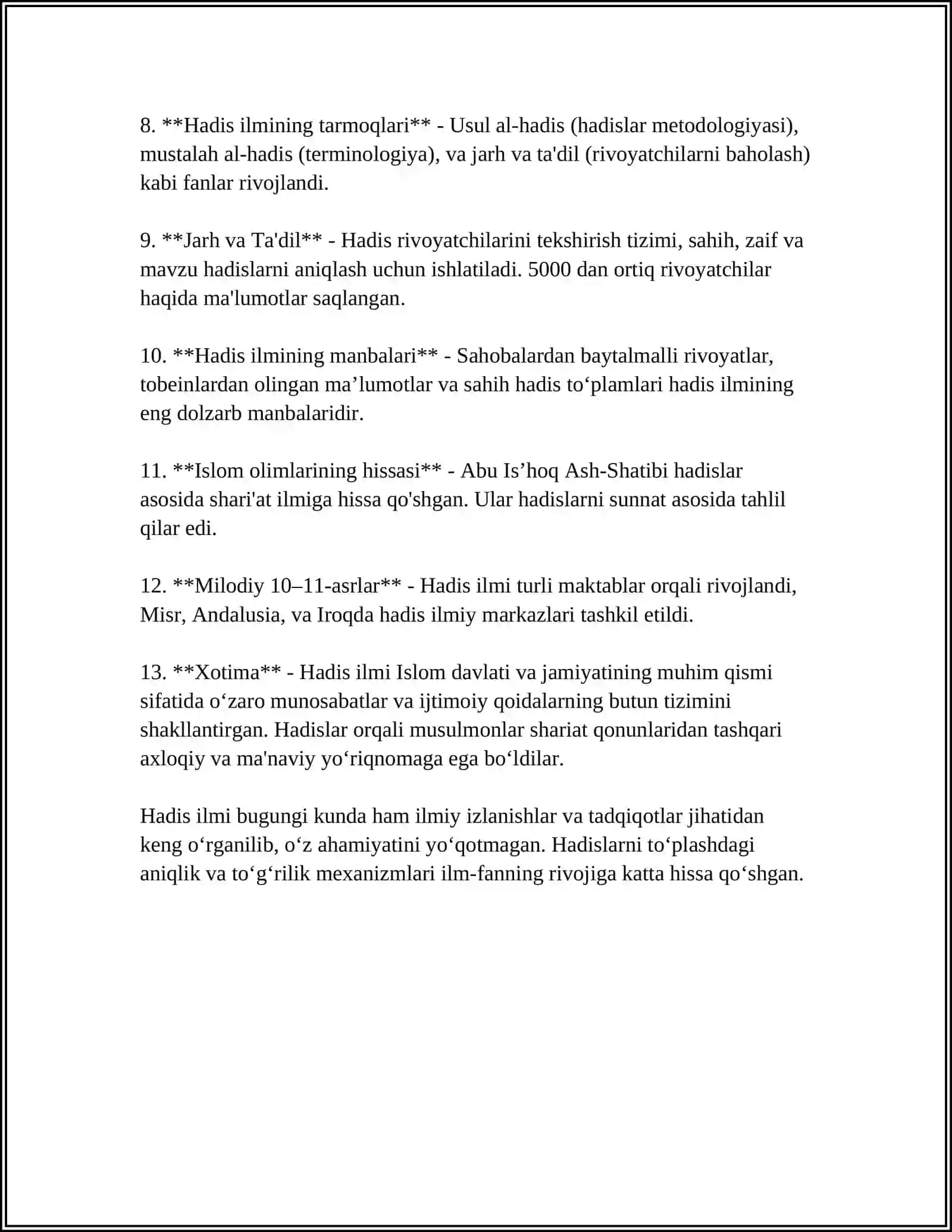 ISLOM DINIDA HADIS ILMI 4