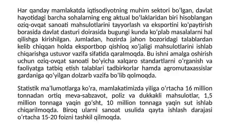 Oziq-ovqat xavfsizligi va sifatini tartibga soluvchi normativ hujjatlar 4