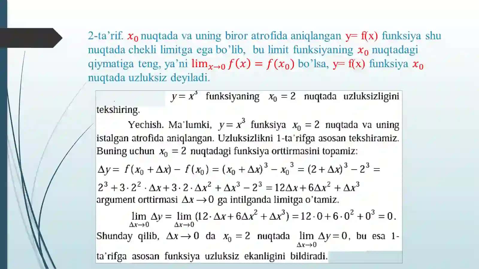 Uzluksiz differensiallanuvchi bo'lmagan funksiyalar 4