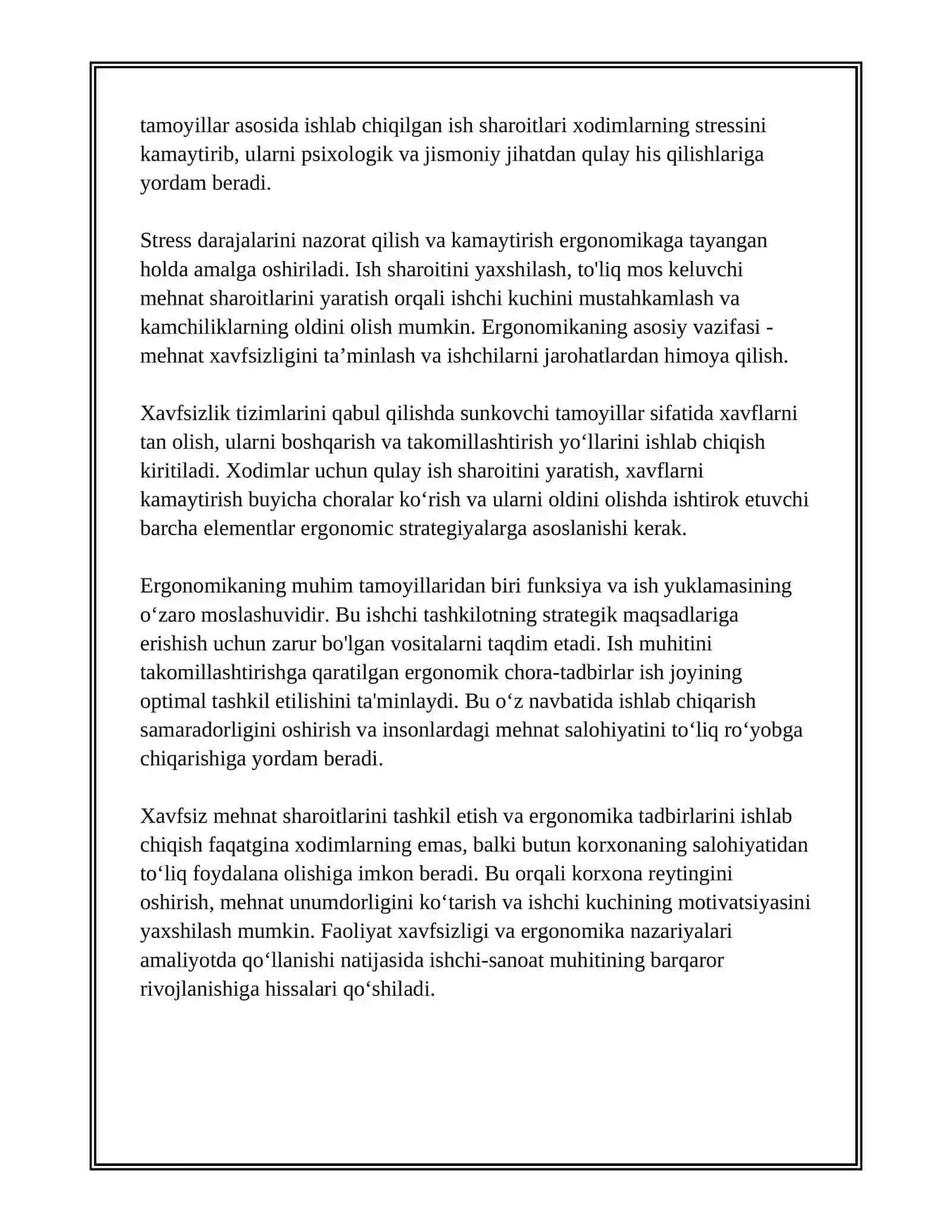 FAOLIYAT XAVFSIZLIGINING ERGONOMIK VA PSIXOLOGIYASI ASOSLARI 4