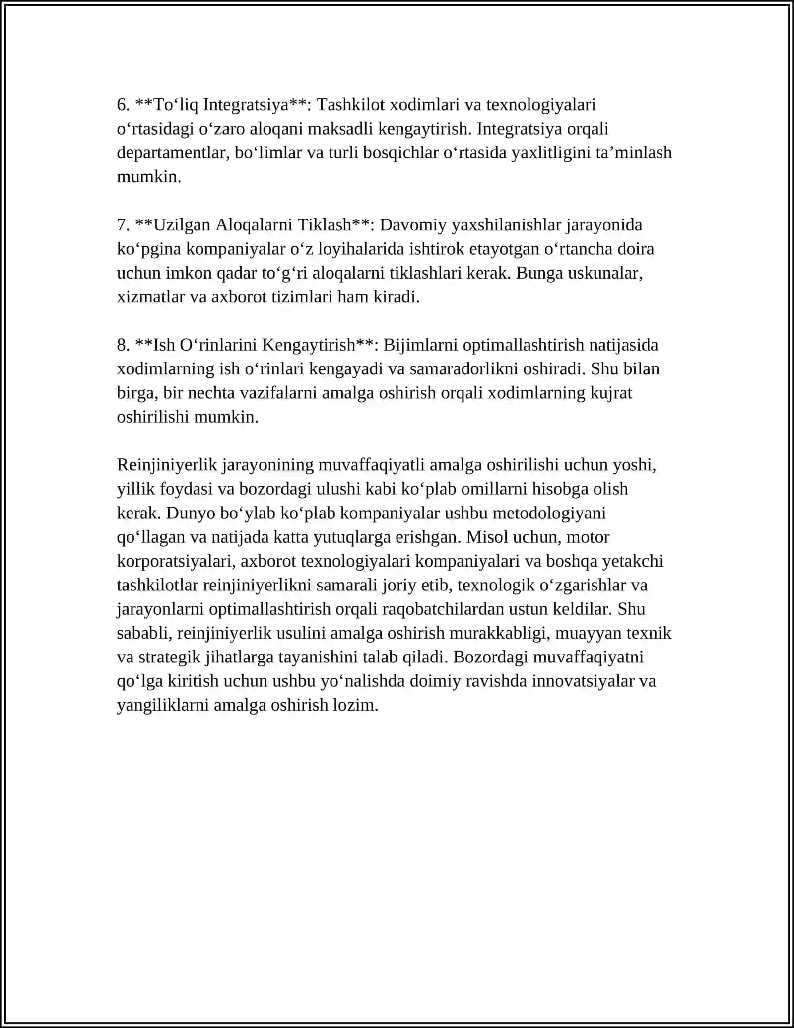 Reinjiniyerlik: Xususiyatlari va ahamiyati 4