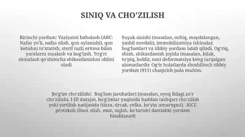 Umumiy jarohatlar va kasalliklar Qo'llanmadi 4