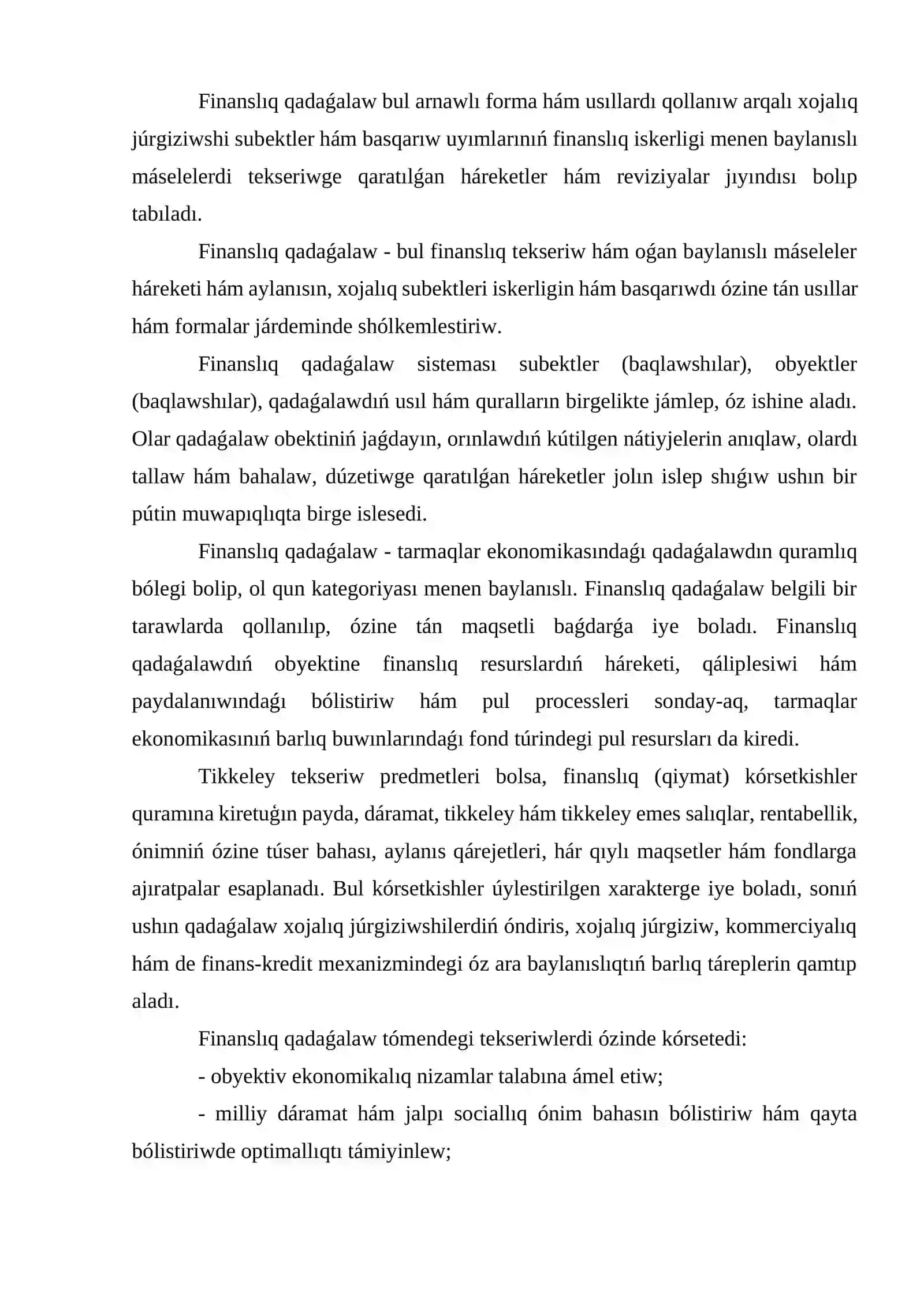 Finanslıq qadaǵalaw 4