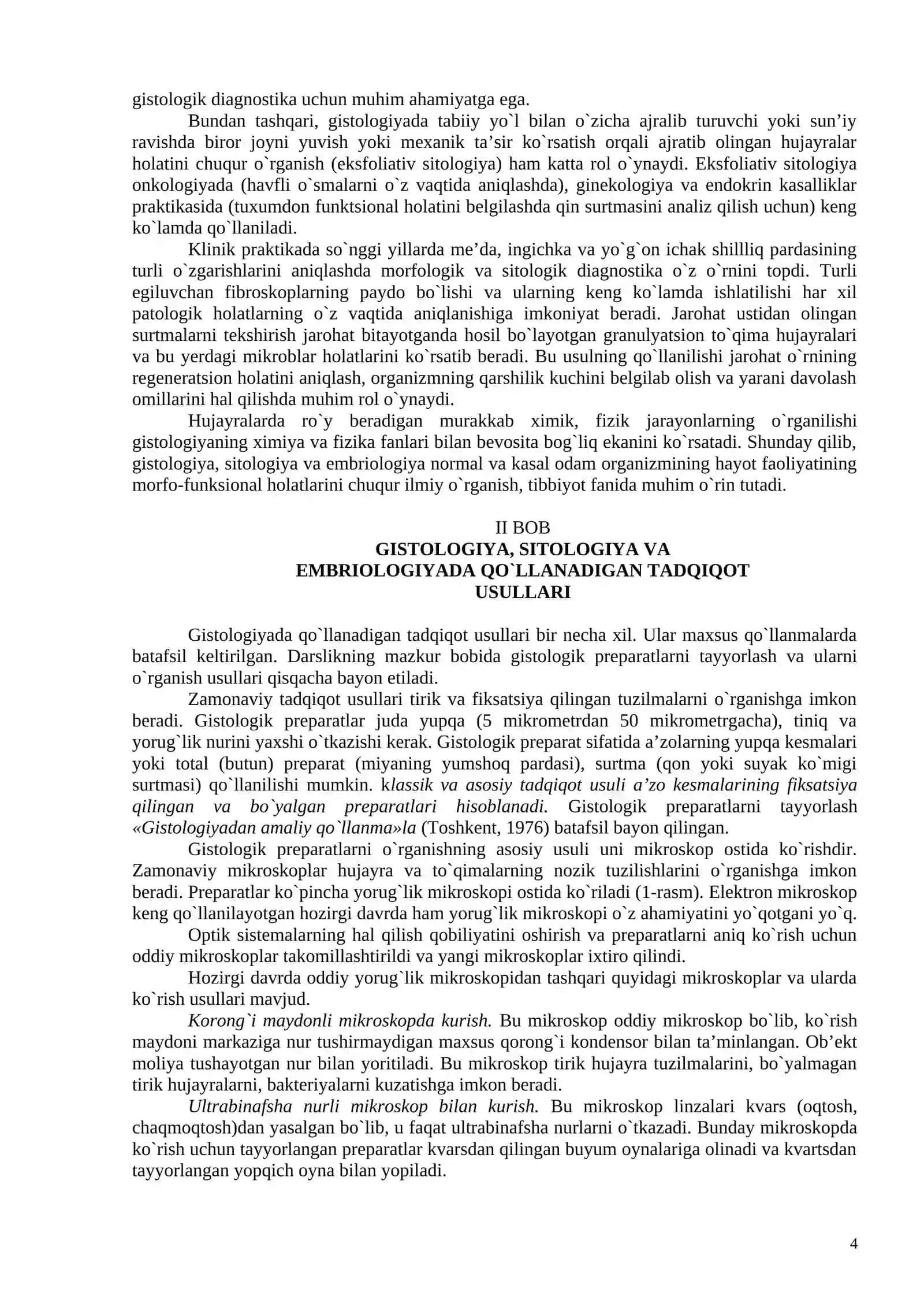 Gistologiya: Uquv yurt. bosh boshqarmasi tibbiyot oliy bilimgohlari talabalari uchun darslik 4