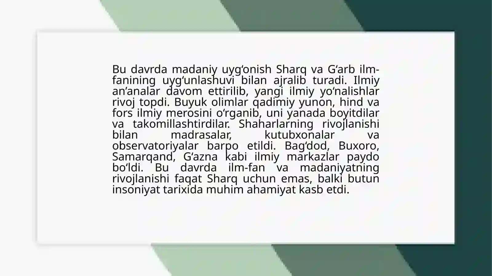 IX-XII asrlarda madaniy uygʻonish 4