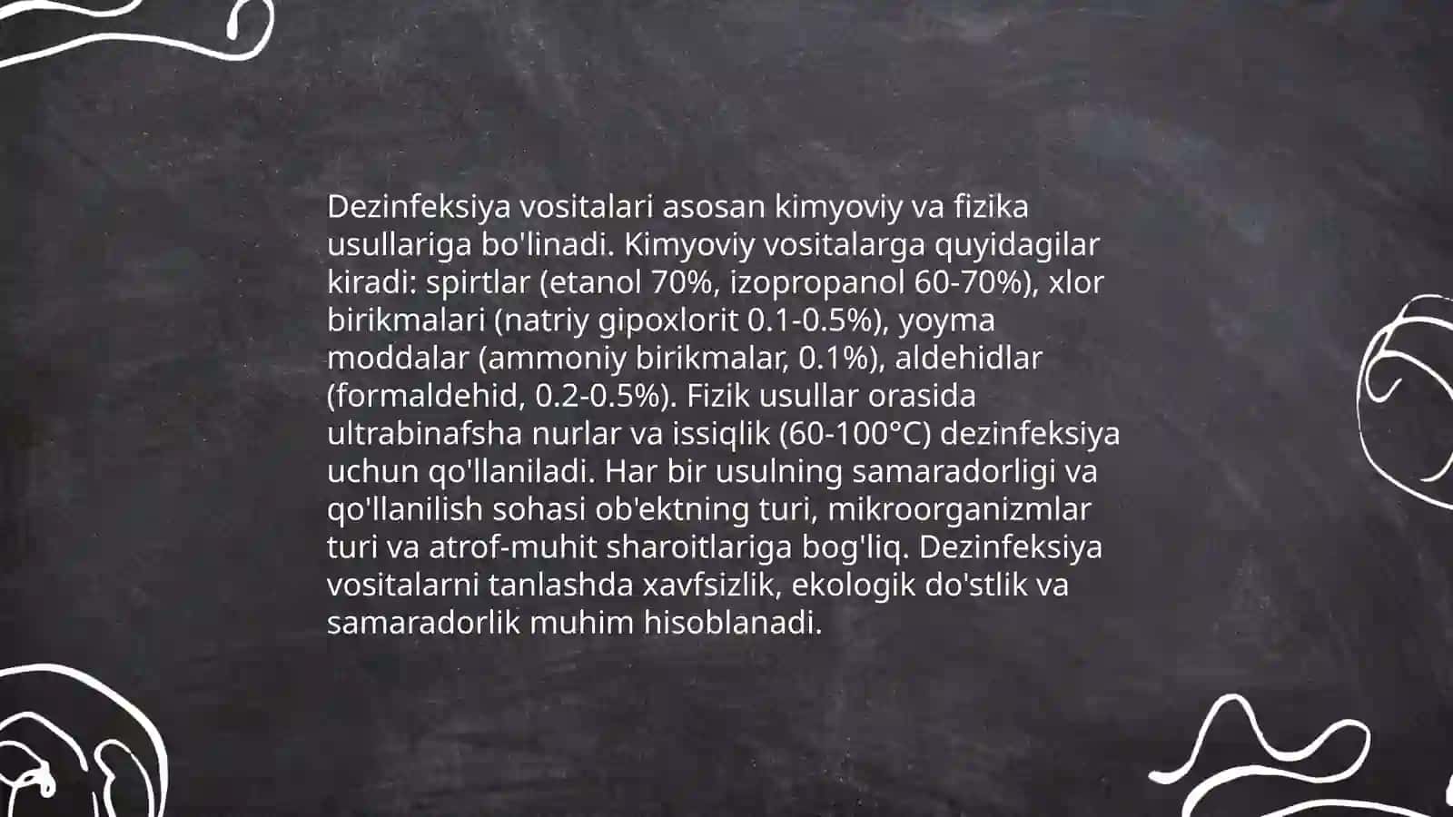 Antiseptik va dezinfeksiya qiluvchi vositalar haqida tushuncha va ularning tasnifi 4