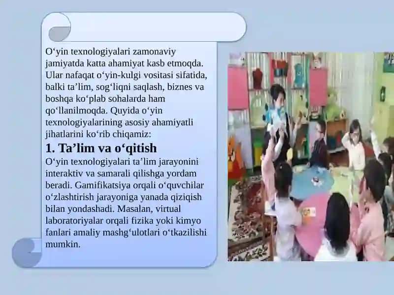 Mavzu:Maktabgacha yoshdagi bolalarga  o`yin texnalogiyalaridan foydalanib  intillektual salohiyati rivojlantirish 4