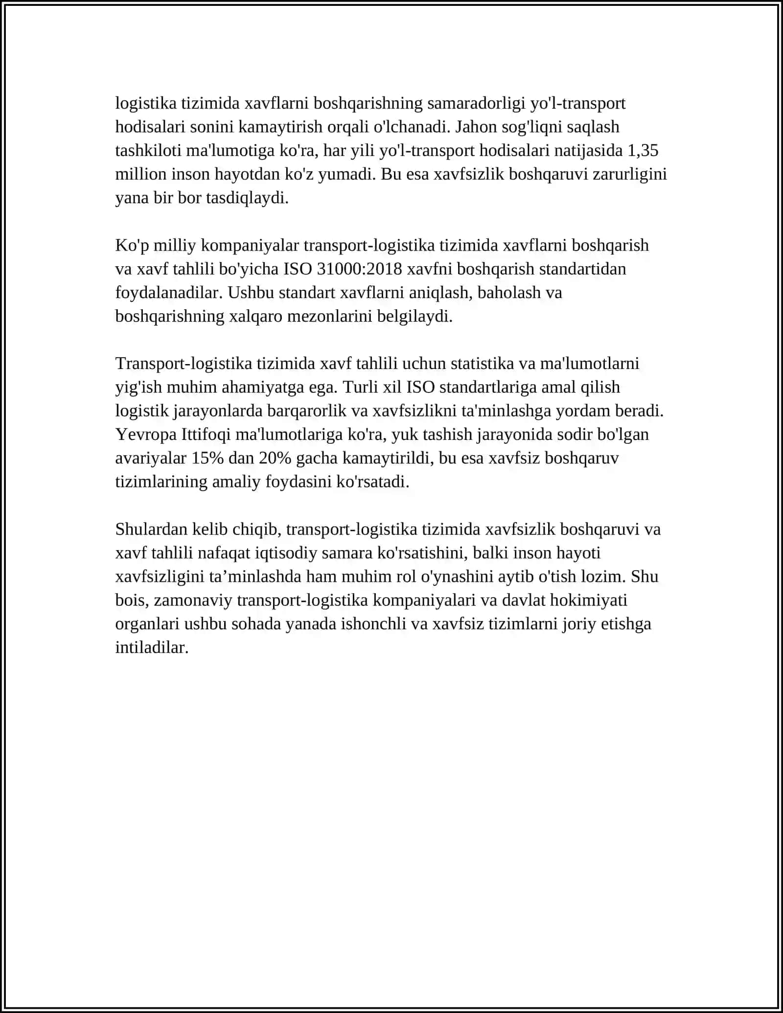 TRANSPORT LOGISTIKASI TIZIMIDA XAVFSIZLIK MASALARI 4