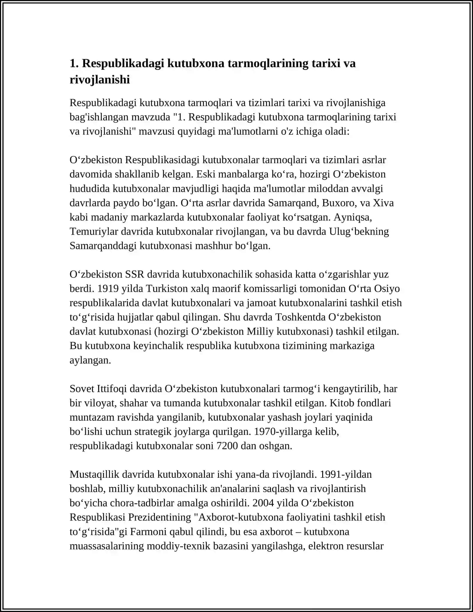 RESPUBLIKADA KUTUBXONA TARMOQLARI VA TIZIMLARI 4