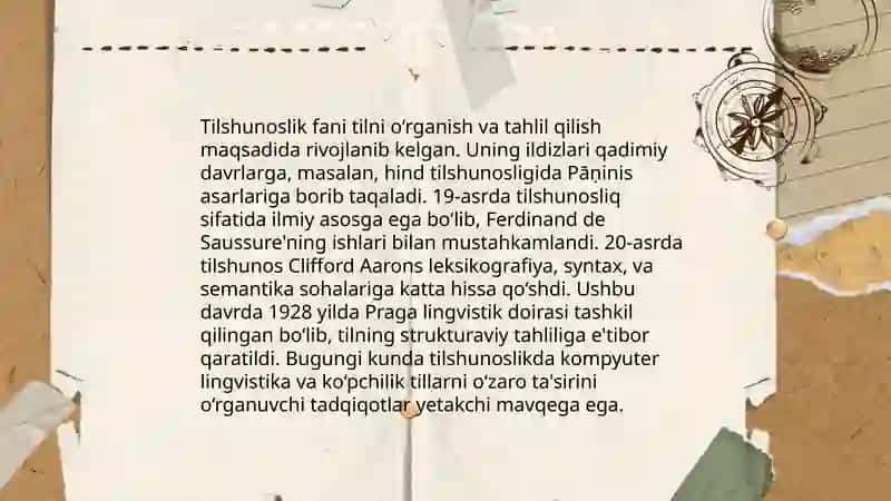 Tilshunoslik fanidan òrganiladigan asosiy masalalar yuzasidan taqdimot 4