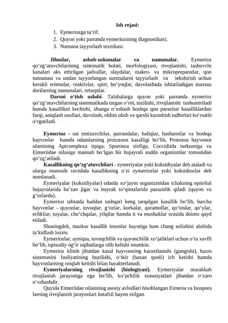 Hayvonlar eymeriozining diagnostikasi 4