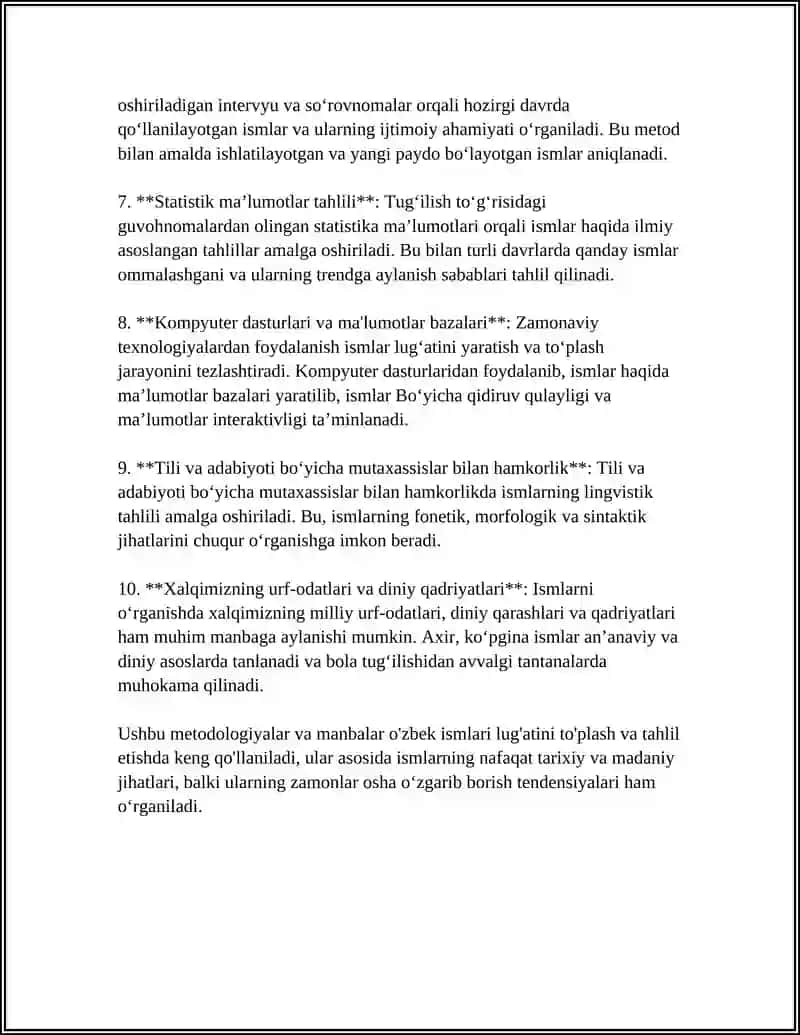 O'ZBEK ISMLARI LUG'ATI USTIDA ISHLASH 4
