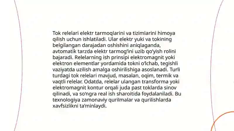 Kuchlanish vat tok relelari 4