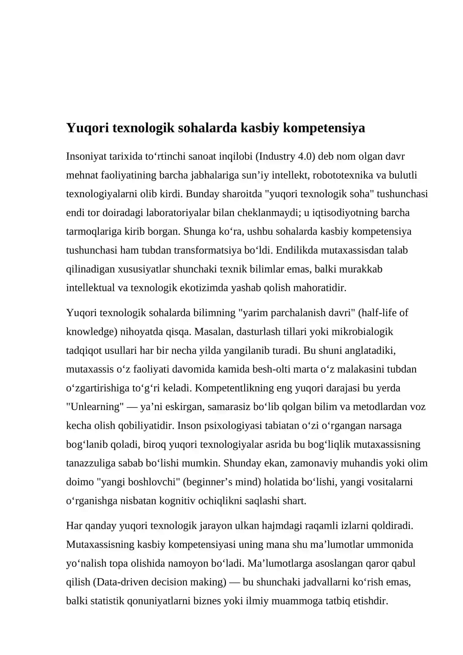 Kasbiy kompetensiya va unga nisbatan yondashuvlar 4