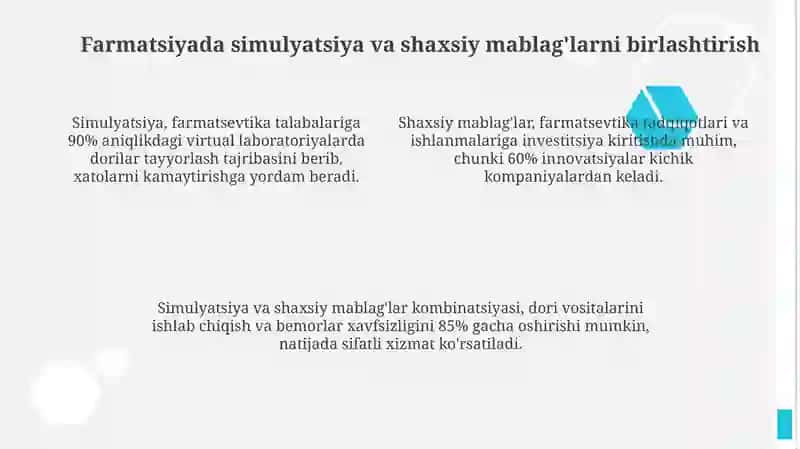 Farmatsiyada simulyatsiya va shaxsiy mablag ahamiyati 4