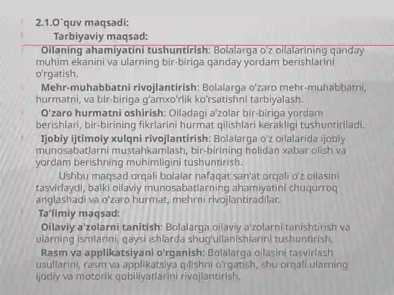 Rasm va applikatsiya (Men va mening oilam). (tayyorlov guruh) Sanʼat markazi 4