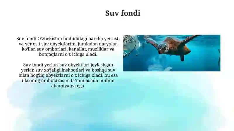 O'zbekiston Respublikasining Suv Qonunchiligi va Suv Resurslarini Boshqarish 4