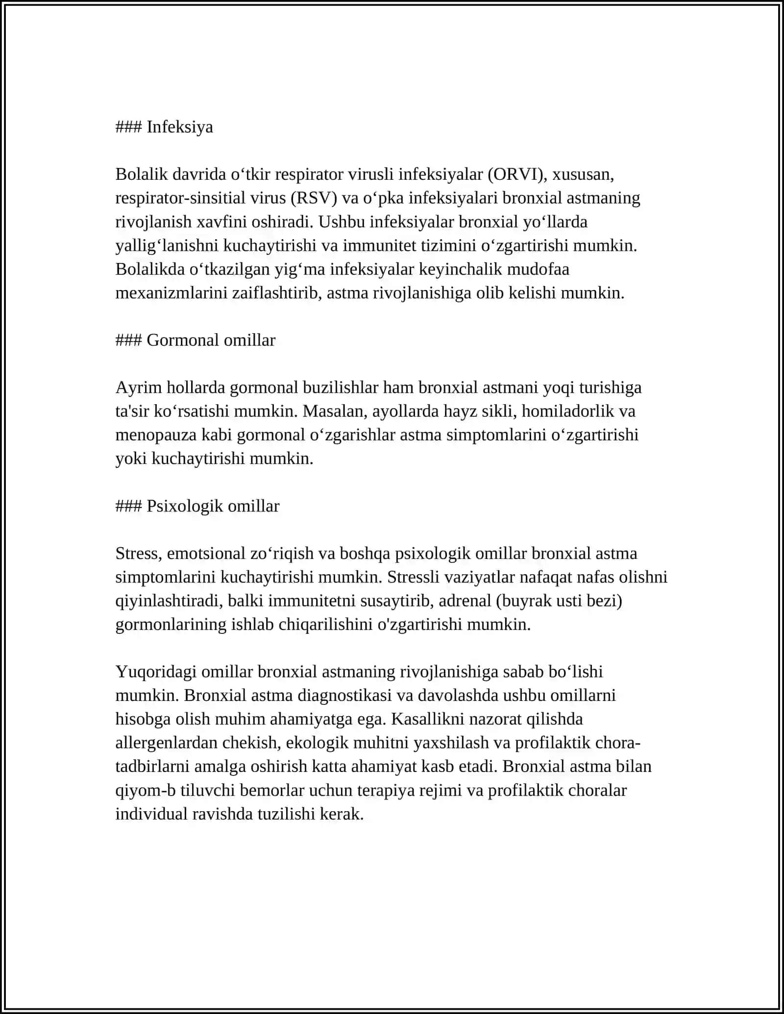 BRONXIAL ASTMA, KELIB CHIQISHI, PATOGENEZI, DAVOLASH PRINSIPLARI VA DORILAR FARMAKOKINETIKASI 4