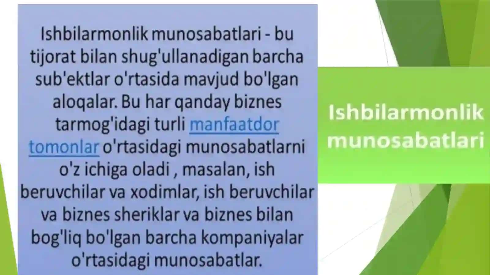 Tadbirkorlik biznes (huquqiy) munosabatlar 4