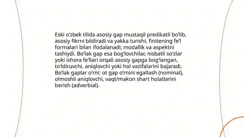 Eski oʻzbek tilida gap boʻlaklari 4
