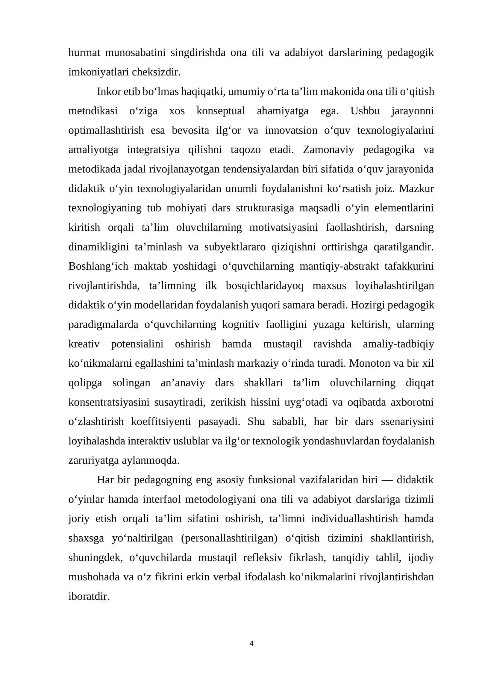 ONA TILI DARSLARIDA DIDAKTIK O‘YIN TEXNOLOGIYALARDAN FOYDALANISH 4