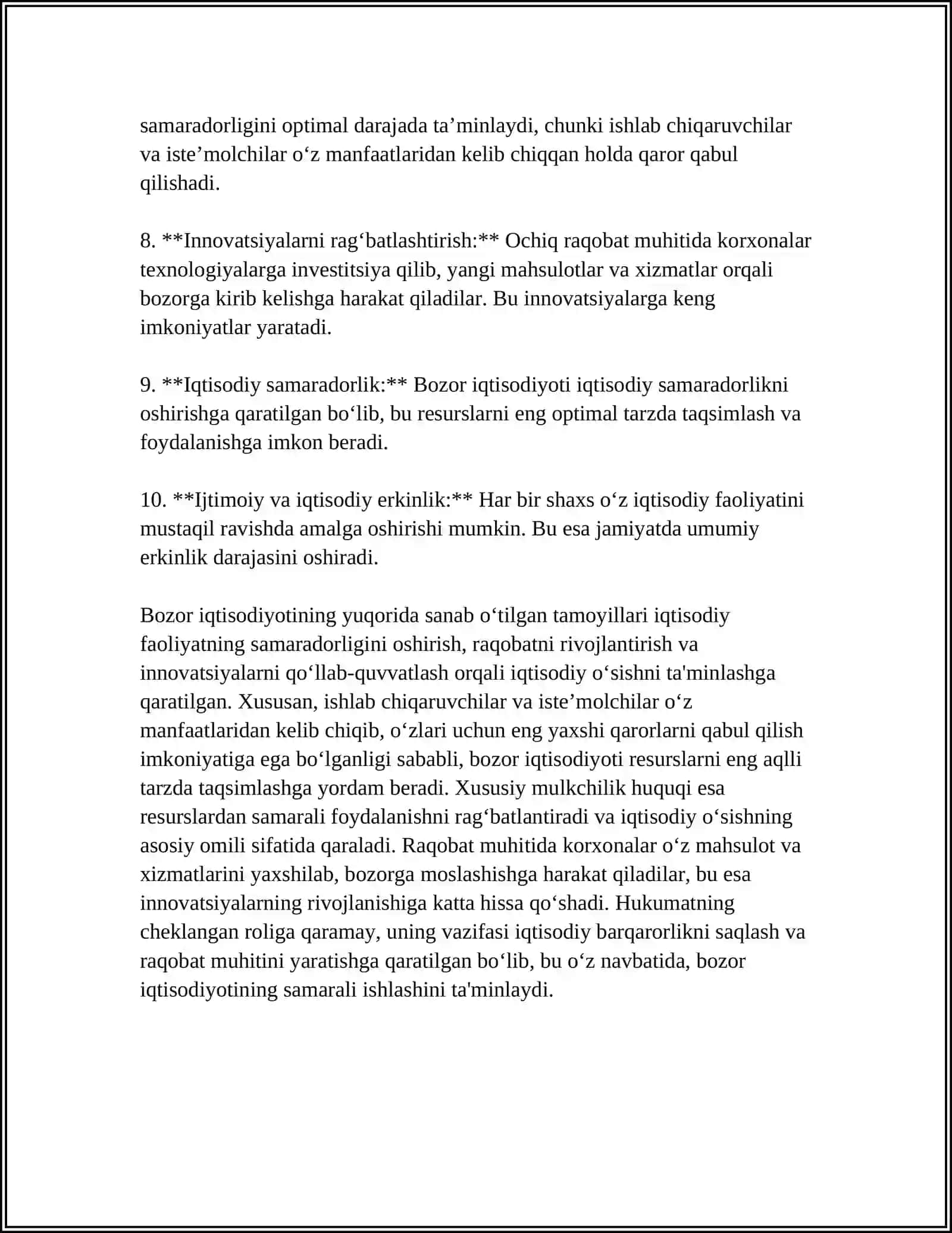BOZOR IQTISODIYOTINING MAZMUNI VA AMAL QILISHI. TALAB VA TAKLIF NAZARIYASI 4