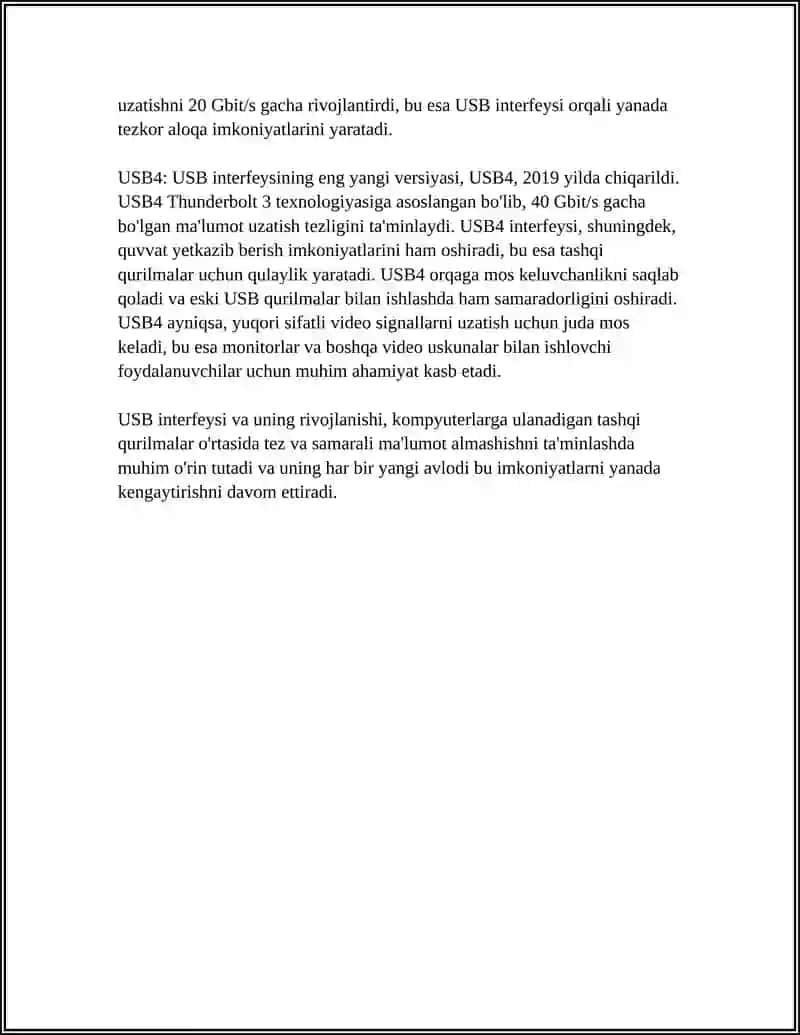 USB interfeysi va uning versiyalari (USB 1.x, 2.0, 3.x, USB4) 4