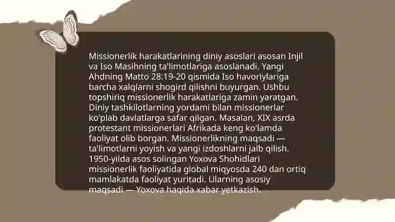 Missionerlik harakatining kelib chiqishi va uning hozirgi barqarorlikka xavfi 4