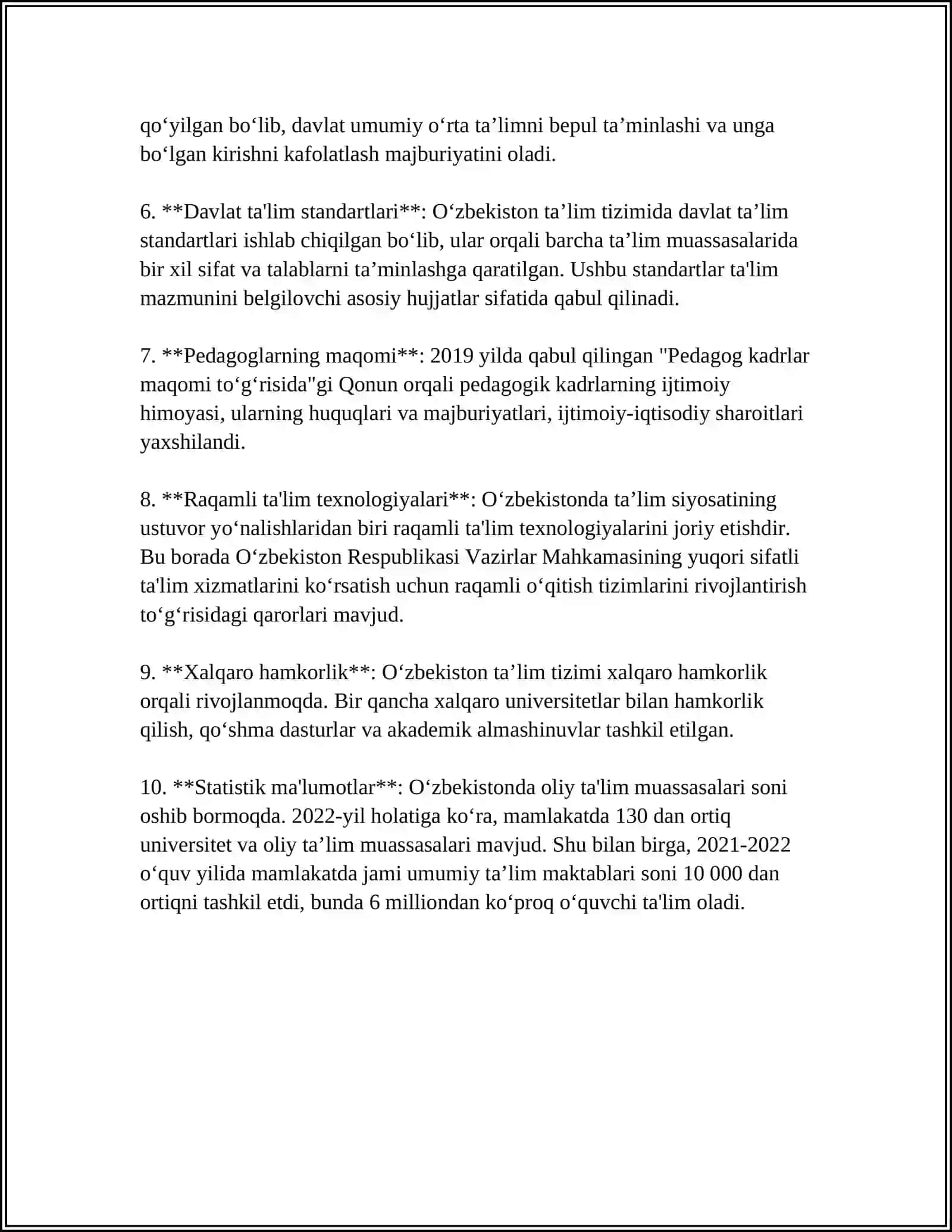 TA'LIM SOHASIDAGI DAVLATA SIYOSATINING ASOSIY TAMOYILLARI 4
