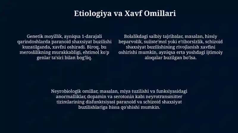 Maxsus muammolar. Paranoid va shizoid shaxs buzilishi 4