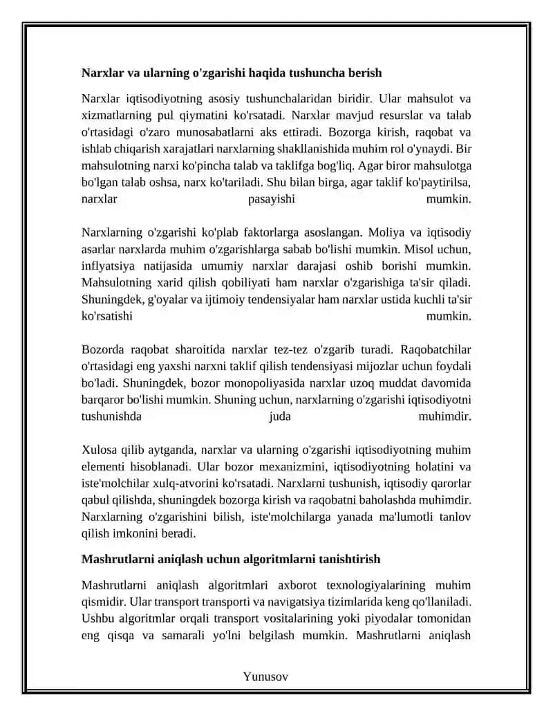 Narxlangan grafda arzon mashrutni aniqlash 4
