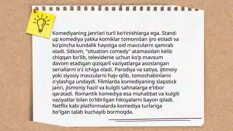 Komediyaning xususiyatlari 4