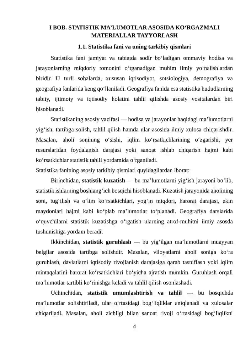 GEOGRAFIYA DARSLARIDA STATISTIK MA’LUMOTLARDAN FOYDALANISHDA MASALA VA MASHQLAR 4