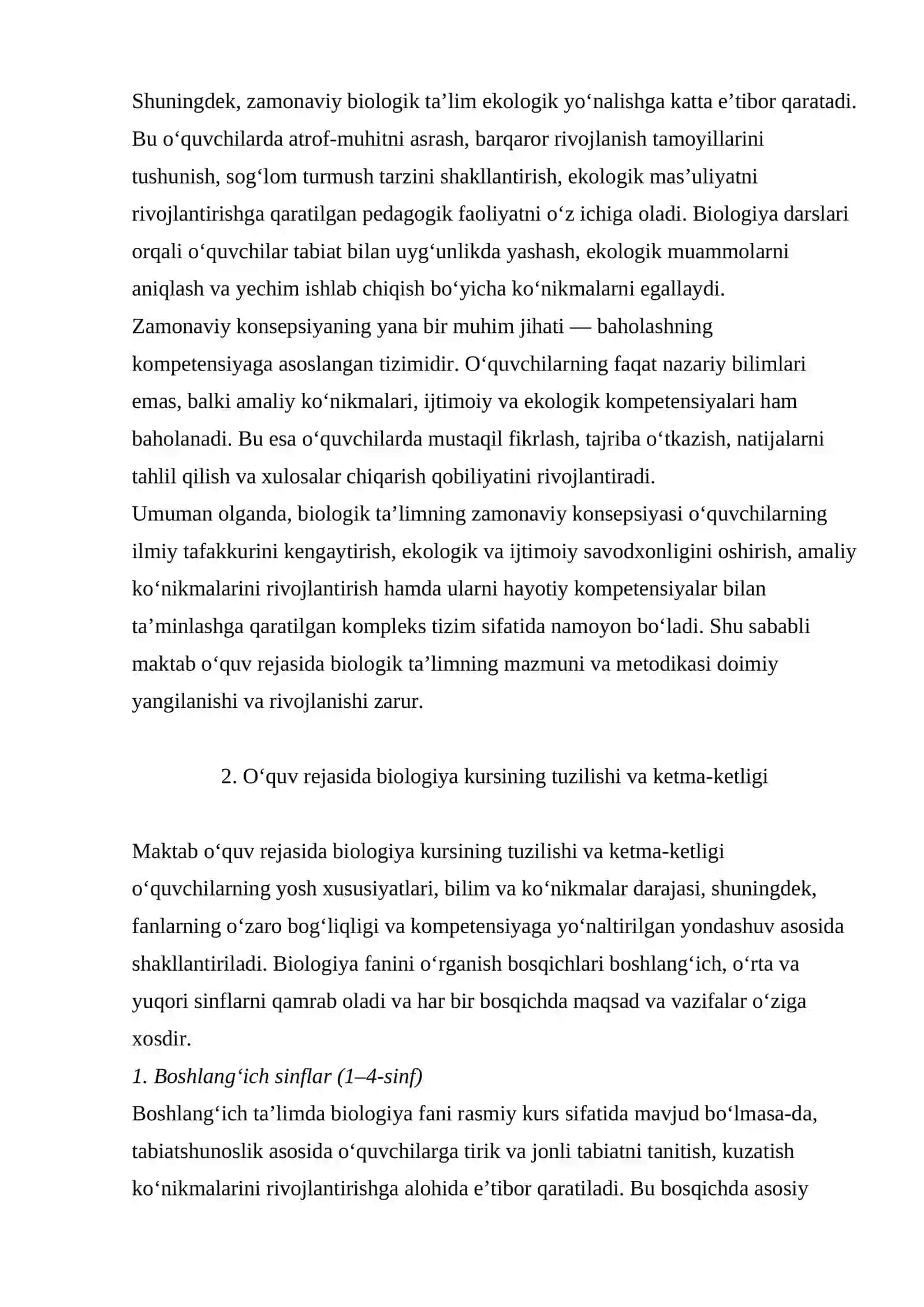 MAKTAB O‘QUV REJASIDAGI BIOLOGIK TA’LIMNING O‘ZIGA XOS TOMONLARI 4