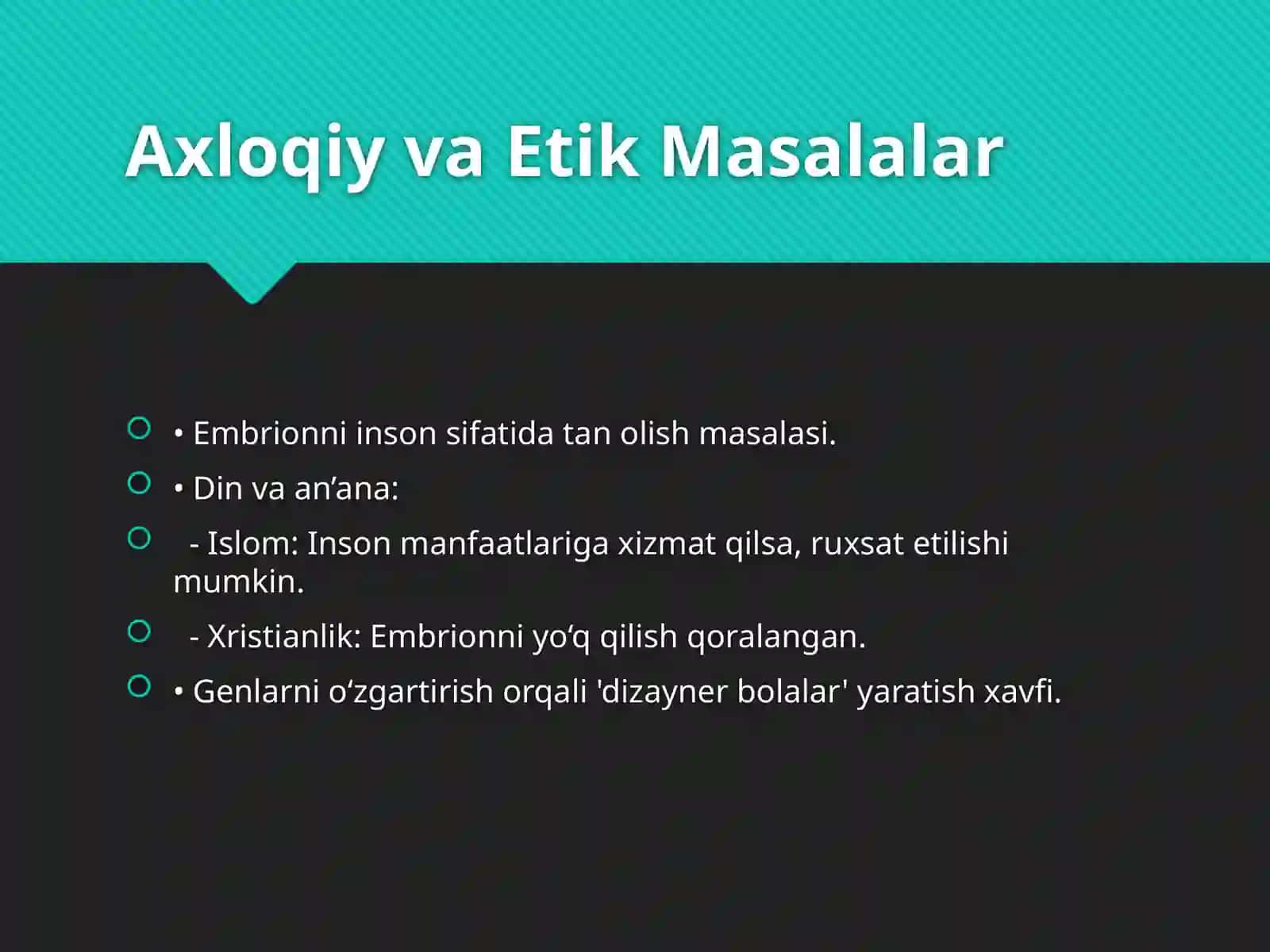 Embrional Tadqiqotlar: Axloqiy va Etik Masalalar 4