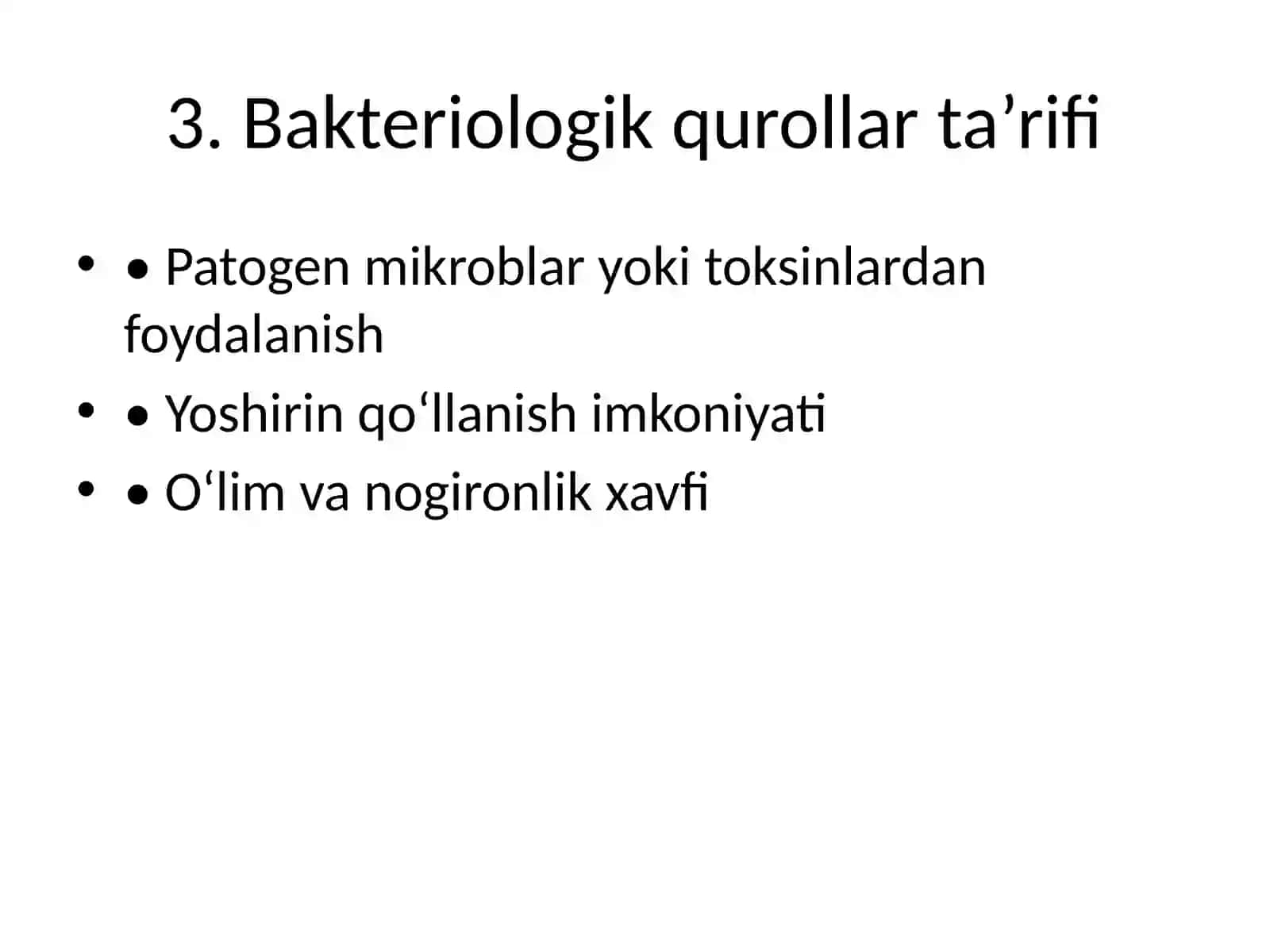 Qo‘shinlarni epidemiyaga qarshi va bakteriologik qurollardan himoya 4