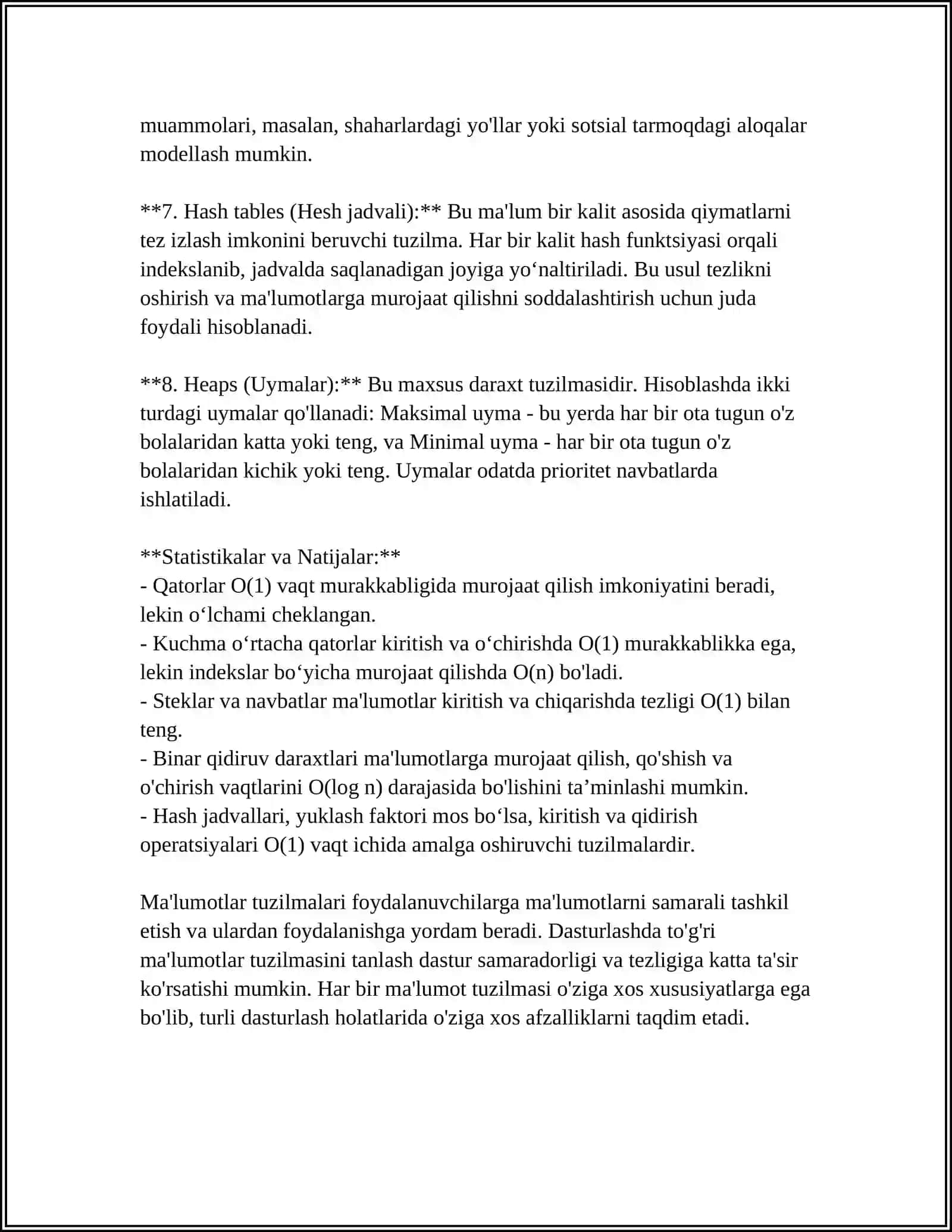 MAʼLUMOTLAR TUZILMASI VA ALGORITMLARIDA SONLI KETMA-KETLIKLARNING TATBIQLARI 4