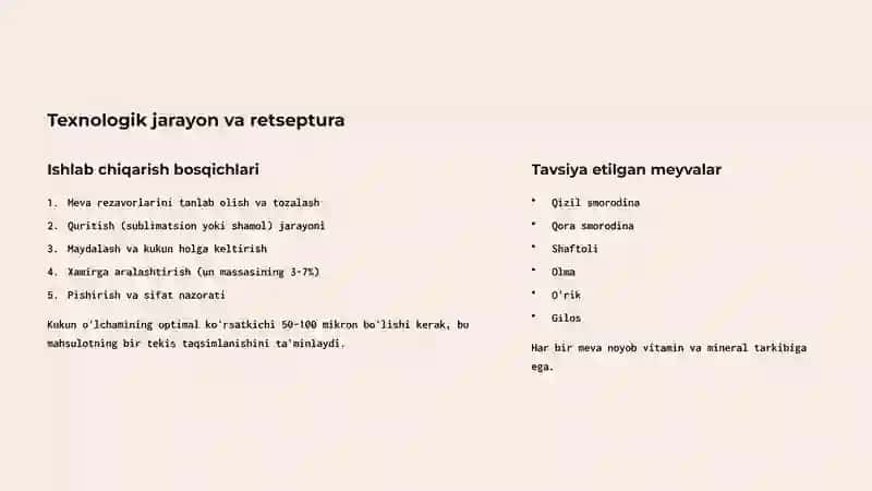 Meva kukuni, steviya va zamonaviy qandolat texnologiyalari 4