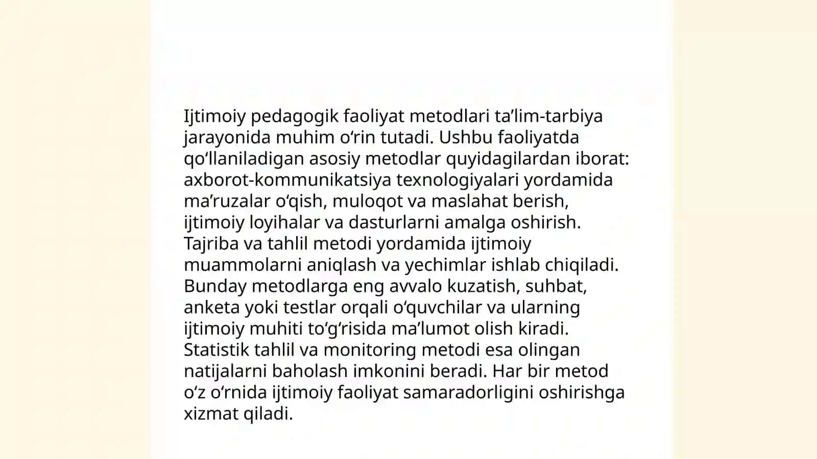 Ijtimoiy pedagogik faoliyat metodikasi va texnalogiyalari 4